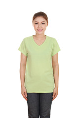 young beautiful female with blank t-shirt