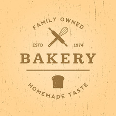 bakery label on yellow grunge background