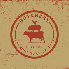 butchery label on grunge background