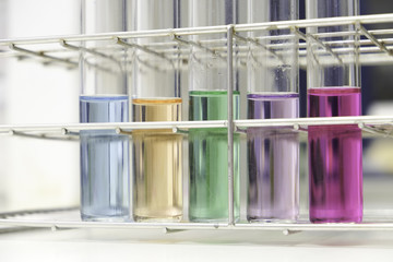 Test tubes with colorful liquids