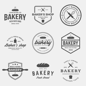 vector set of bakery labels, badges and design elements