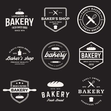 vector set of bakery labels, badges and design elements
