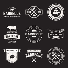 vector set of barbecue labels, badges and design elements