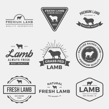 vector set of premium lamb labels, badges and design elements