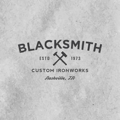 blacksmith emblem with grunge texture on old paper background
