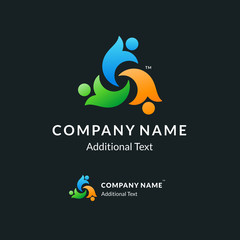 Beautiful Bright Colorful Abstract Logo United Team