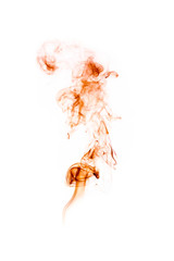 Abstract Wave and smoke swirls over white background.