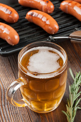 Grilled sausages and beer