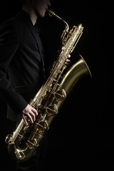 Saxophone Jazz Music Instruments Saxophonist with Baritone Sax player