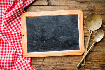 Blackboard with tablecloth