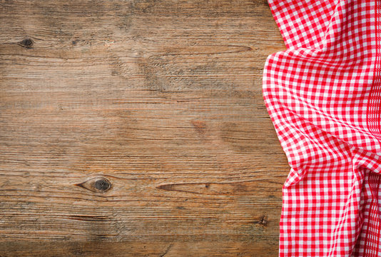 Tablecloth on wooden table