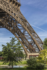Fototapeta na wymiar Eiffel Tower (La Tour Eiffel) on Champ de Mars in Paris, France.