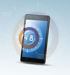 Smartphone and high tech background