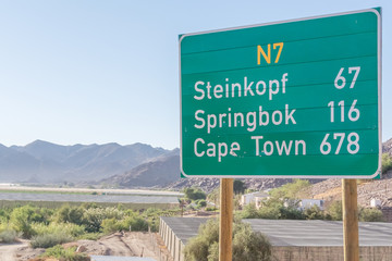 Sign on N7 road in South Africa
