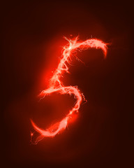 Numbers made of red electric lighting, thunder storm effect. ABC