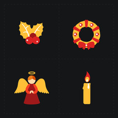Christmas flat golden icons