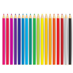 multicolored vector pencils on white background