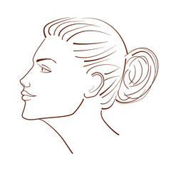 line illustration of a beautiful woman face from profile view