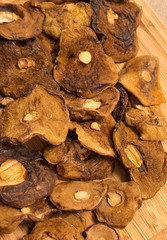 Dried mushrooms on canvas