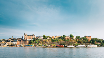 Fototapeta na wymiar Embankment In Stockholm At Summer Day, Sweden