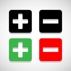 Add and decrease icons set great for any use. Vector EPS10.
