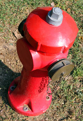 red fire hydrant to extinguish fires in the village