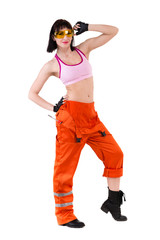 Young builder woman in uniform