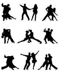 Silhouettes of tango players