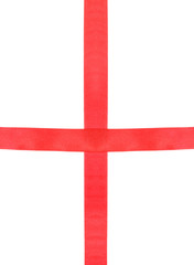 Obraz premium intersection of two red silk ribbons isolated