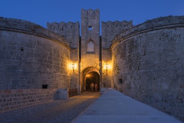 Knight castle at night - Rhodes island