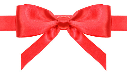 symmetric red bow with vertically ends on ribbon