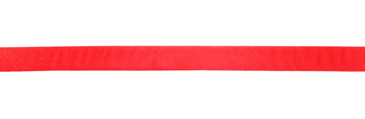 wide red satin ribbon isolated on white - obrazy, fototapety, plakaty