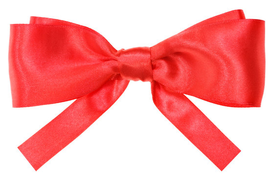 real red silk ribbon bow with square cut ends
