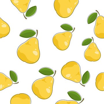 Seamless Pattern of Pear, Fruit Pattern,  Vector Illustration