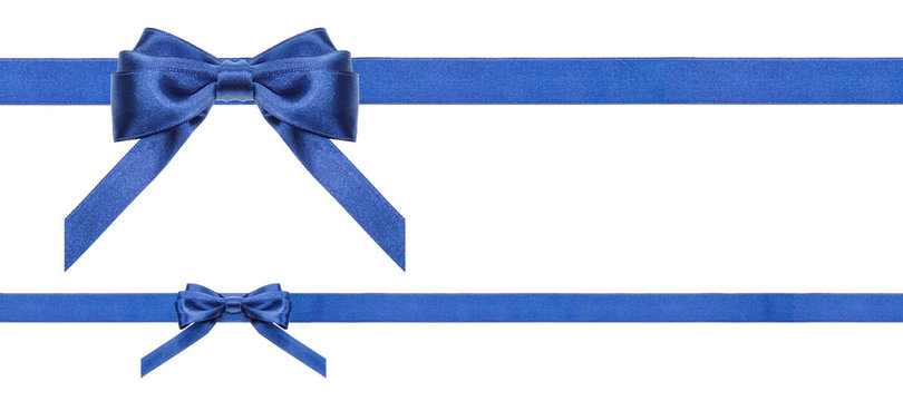 blue satin bows and ribbons isolated - set 35