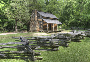 Fototapeta na wymiar John Oliver Log Cabin, Great Smoky Mountains National Park