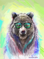 Colorful bear illustration. Bright poster