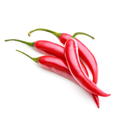 red chili or chilli cayenne pepper isolated on white  background