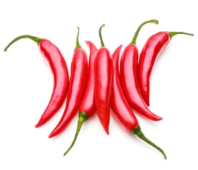 Fotobehang red chili or chilli cayenne pepper isolated on white  background © Natika