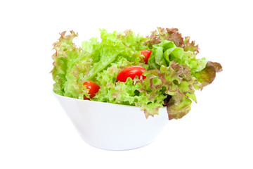 green salad with cherry tomatoes in a bowl