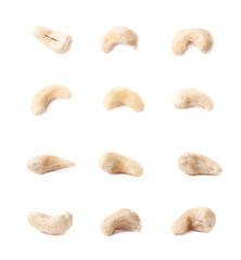 Fototapeta na wymiar Single cashew nuts isolated