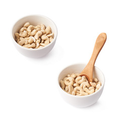 Bowl filled with cashew nuts isolated