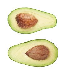 Cut in half open avocado fruit