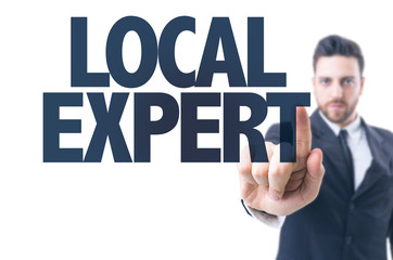 Business man pointing the text: Local Expert