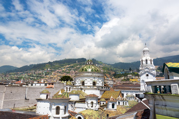 Fototapeta na wymiar Quito Cathedral Dome and Spire