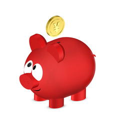  piggy bank with yuan coin i isolated over white