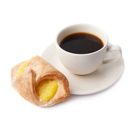 Cup of coffee and pastry composition