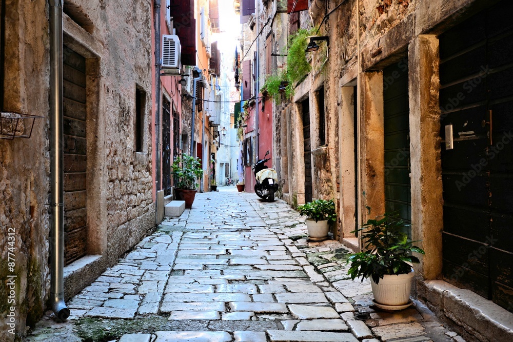 Canvas Prints rustic street in the old town of rovijn, croatia