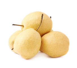 Fototapeta premium Pile of multiple yellow pears isolated