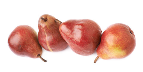 Four red pears composition isolated